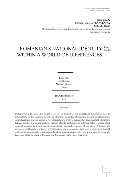 Volume XVIII, Cross-Cultural Management Journal