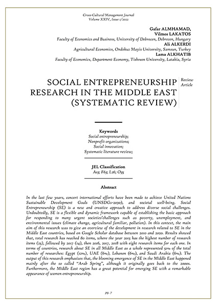 Volume XXIV, Issue 1, Cross-Cultural Management Journal